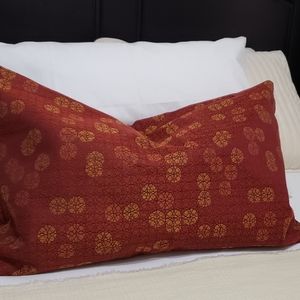Red Jacquard Upholstery Lumbar Accent Pillow Cover. Substantial Size 27"×15"